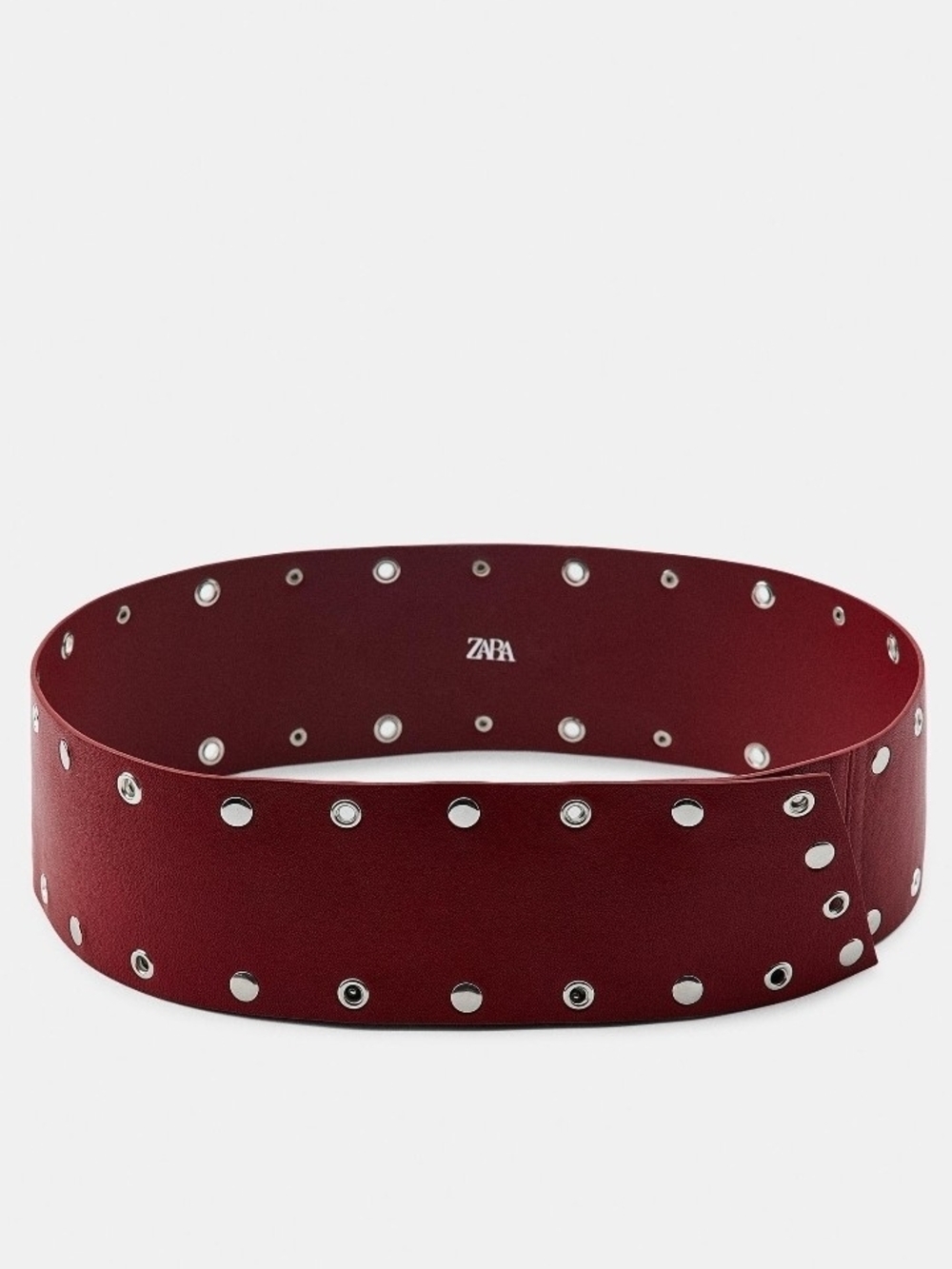 Zara Burgundy Wide Eyelet Belt
